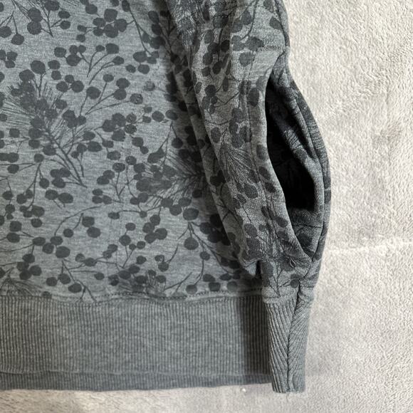 LL Bean Sweatshirt 2XL Gray Floral Cowl Neck Drawstring Pockets Cozy Pima Cotton - Picture 5 of 13